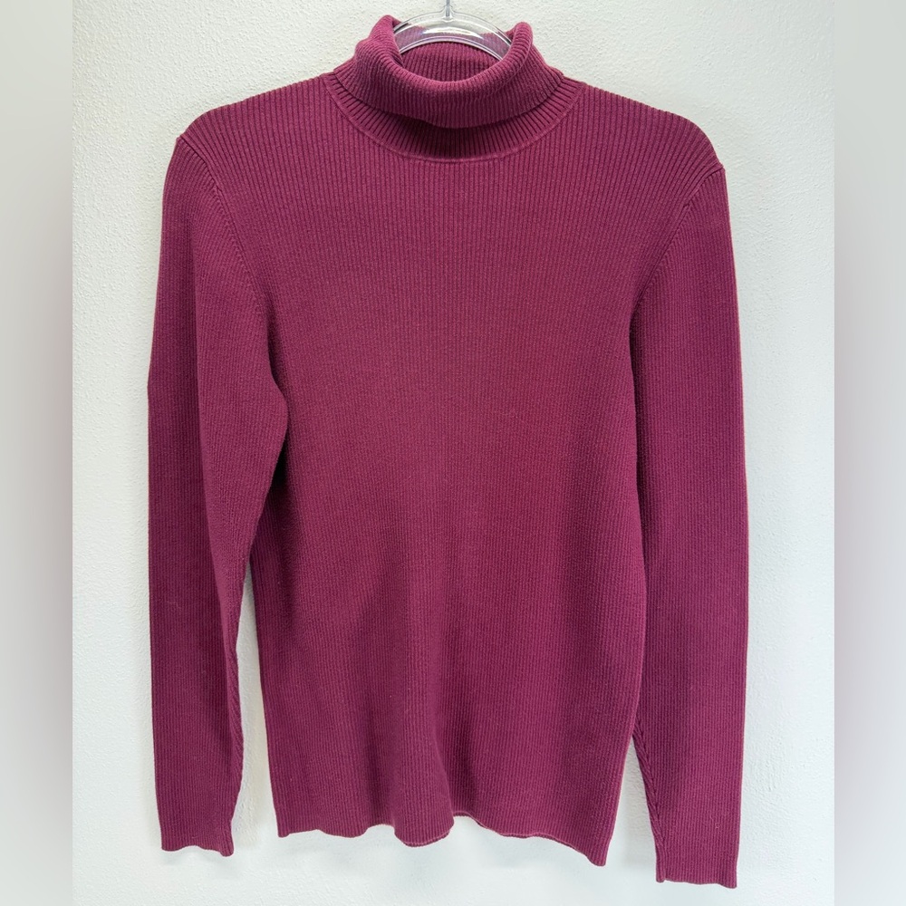 Boden Emilia Roll Neck Cranberry Red Longsleeve Ribbed Sweater Size L
